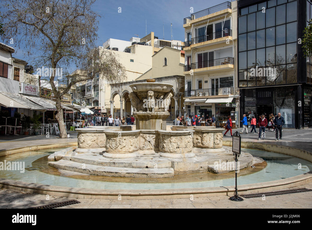 The Morozini Fountain, Heraklion,island of Crete, Greece. Stock Photo