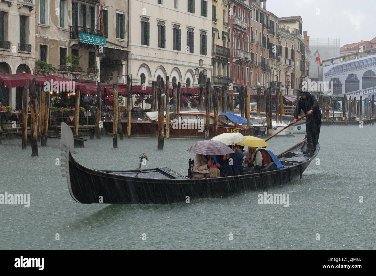 Venedig, Gondel im Regen - Venice, Gondola in the Rain Stock Photo