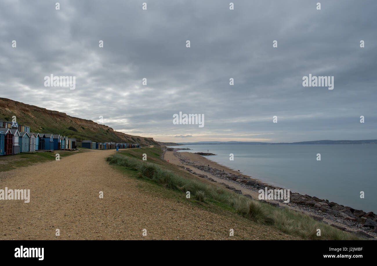 Beach huts in Barton on Sea in the UK Stock Photo Alamy