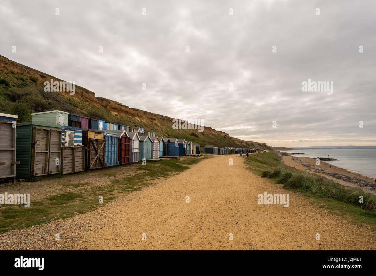 Beach huts in Barton on Sea in the UK Stock Photo Alamy