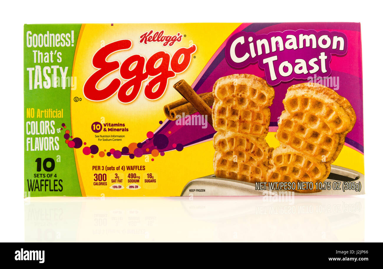 Winneconne Wi 22 April 17 Box Of Eggo Waffles In Cinnamon Toast Flavor On An Isolated Background Stock Photo Alamy