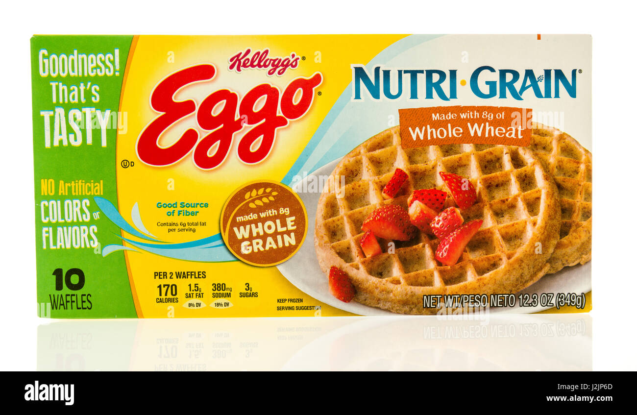 Winneconne Wi 22 April 17 Box Of Eggo Waffles In Nutri Grain Whole Wheat Flavor On An Isolated Background Stock Photo Alamy