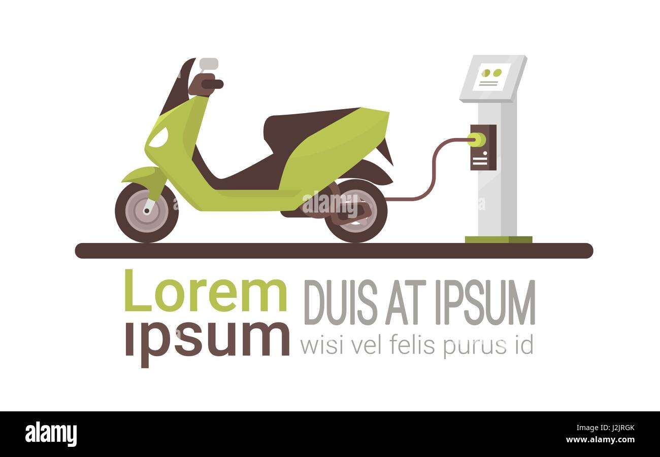 Electrical Scooter At Charging Station Eco Friendly Vehicle Stock Vector