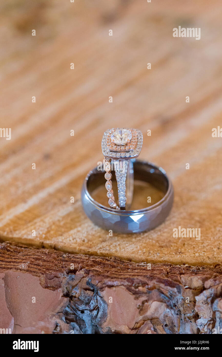 Bride and Groom Wedding Rings Stock Photo Alamy