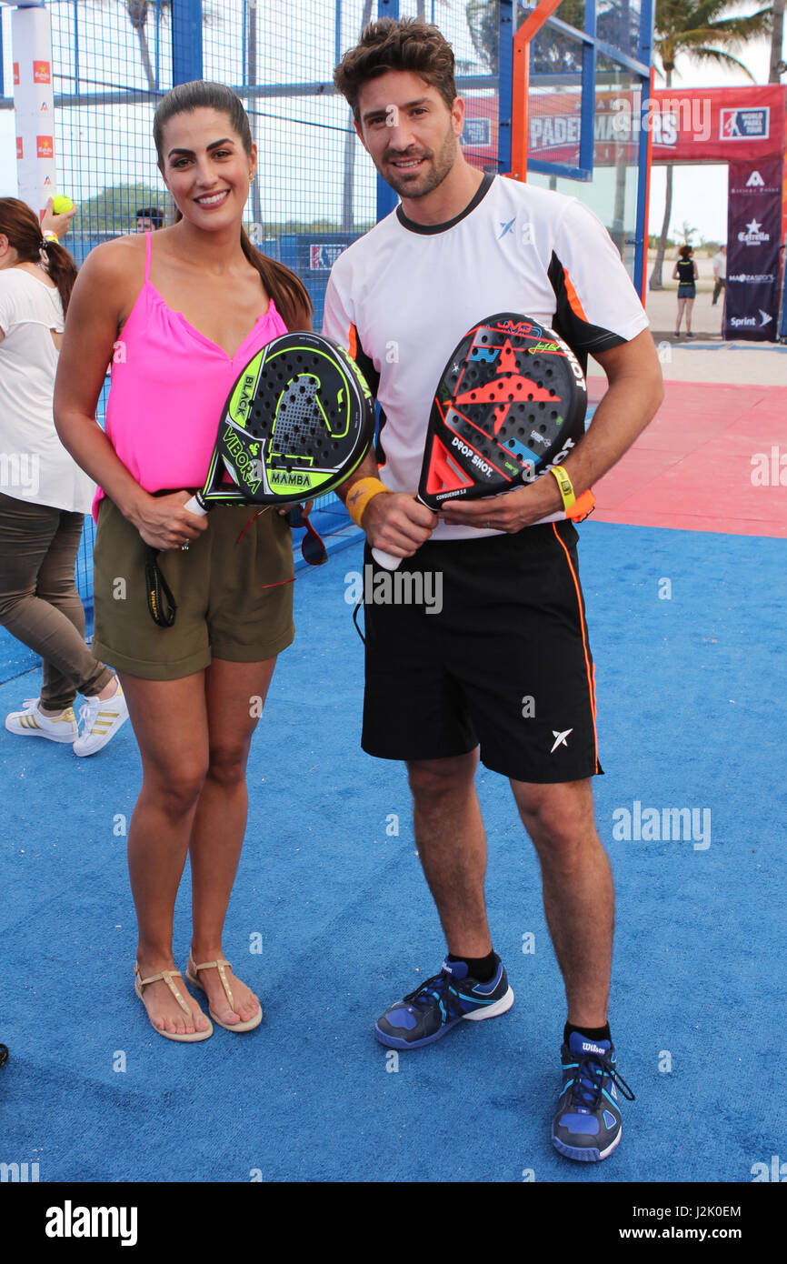 Miami, FL, USA. 28th Apr, 2017. Valentina Patruno and David Chocarro  pictured at the 2017 Padel Masters Tournament during the World Padel Tour  at Lummus Park in Miami, Florida on April 28,