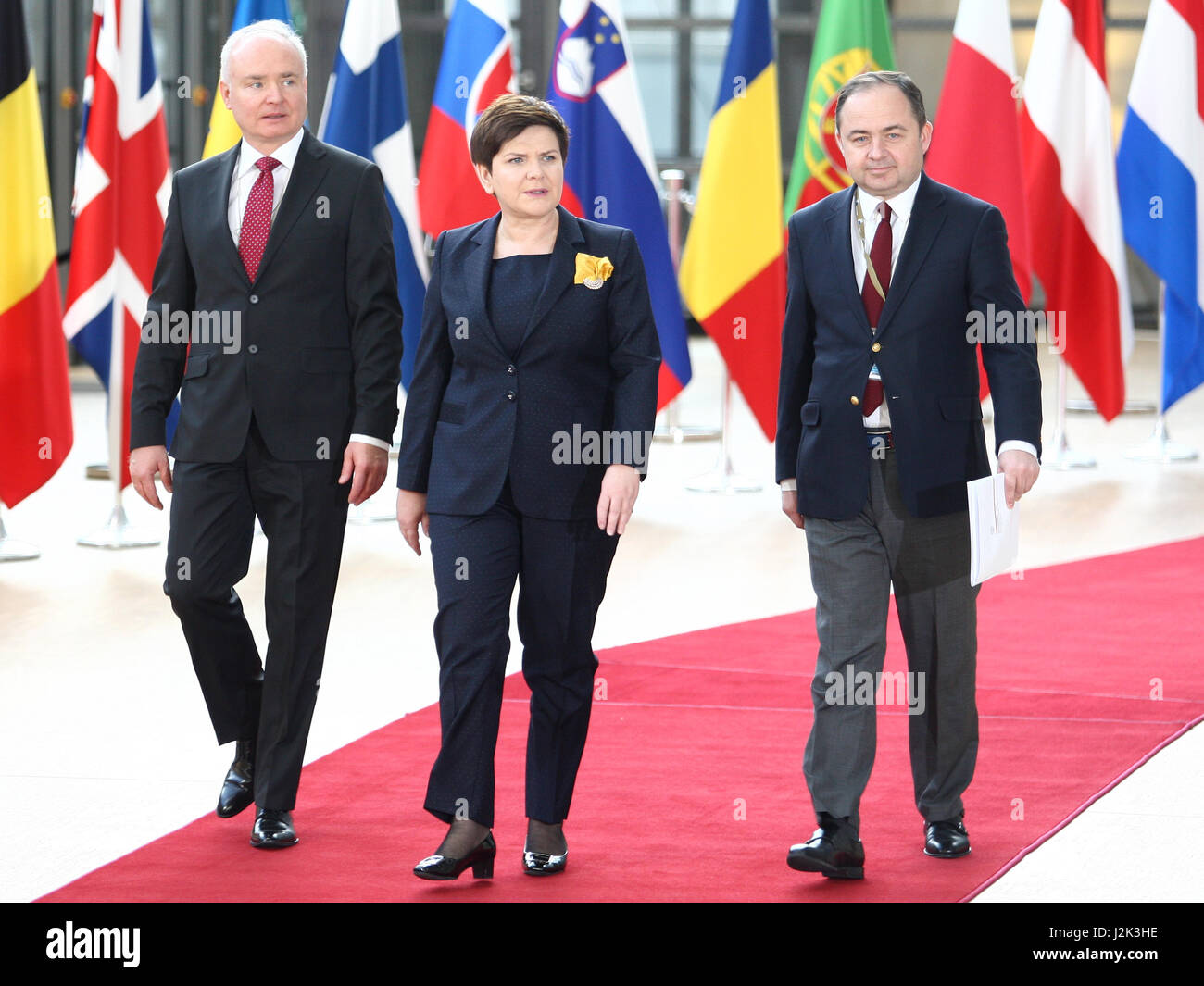 Brussels, Belgium. 29th Apr, 2017. Special Meeting European Council (ART.50) Brexit, entry of Poland Prime Minister Beata Szydto. Credit: Leo Cavallo/Alamy Live News Stock Photo