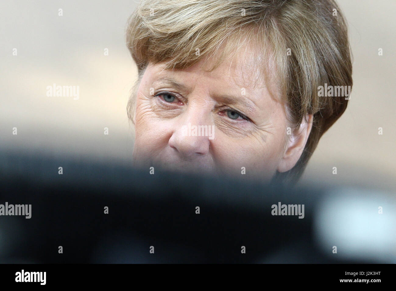Brussels, Belgium. 29th Apr, 2017. Special Meeting European Council (ART.50) Brexit, doorstep of Germany Federal Chancellor Anfgela Merkel. Credit: Leo Cavallo/Alamy Live News Stock Photo