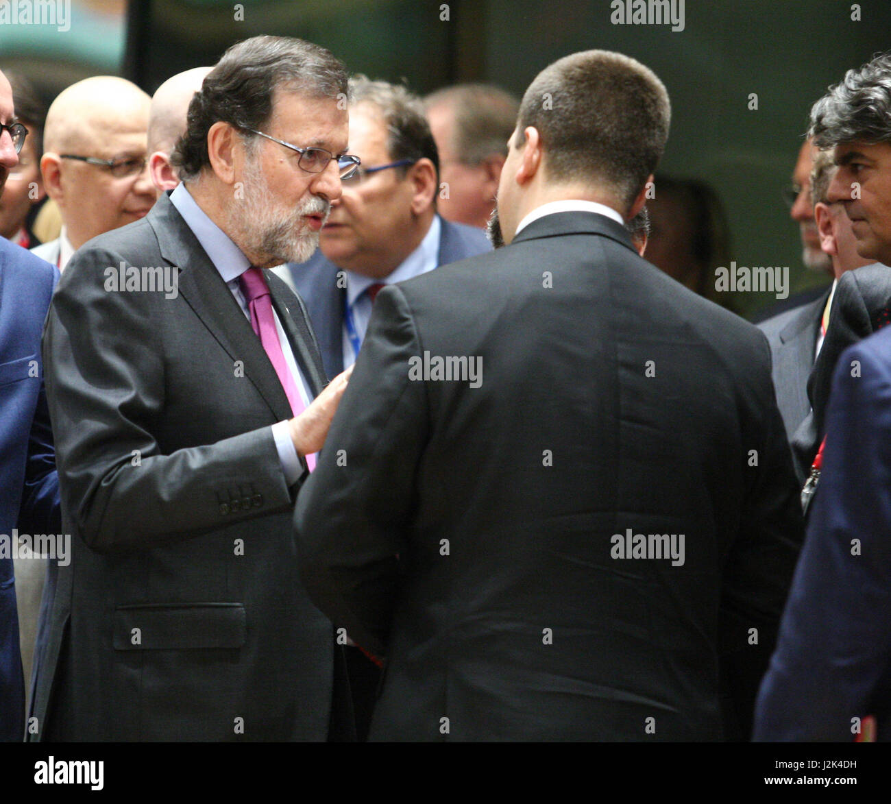 Brussels, Belgium. 29th Apr, 2017. Special Meeting European Council (ART.50) Brexit, Spain Prime Minister Mariano rajoy Brey during the round table. Credit: Leo Cavallo/Alamy Live News Stock Photo