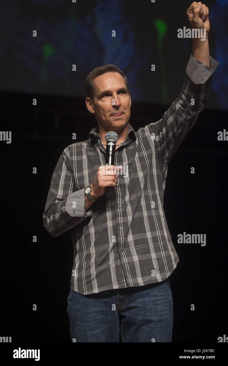 Calgary, ALBERTA, Canada. 29th Apr, 2017. Artist Todd McFarlane best known for his work on Marvel's ''Spawn & Spiderman' Comic Books, discusses his legacy at The Calgary Coming and Entertainment Expo. Credit: Baden Roth/ZUMA Wire/Alamy Live News Stock Photo