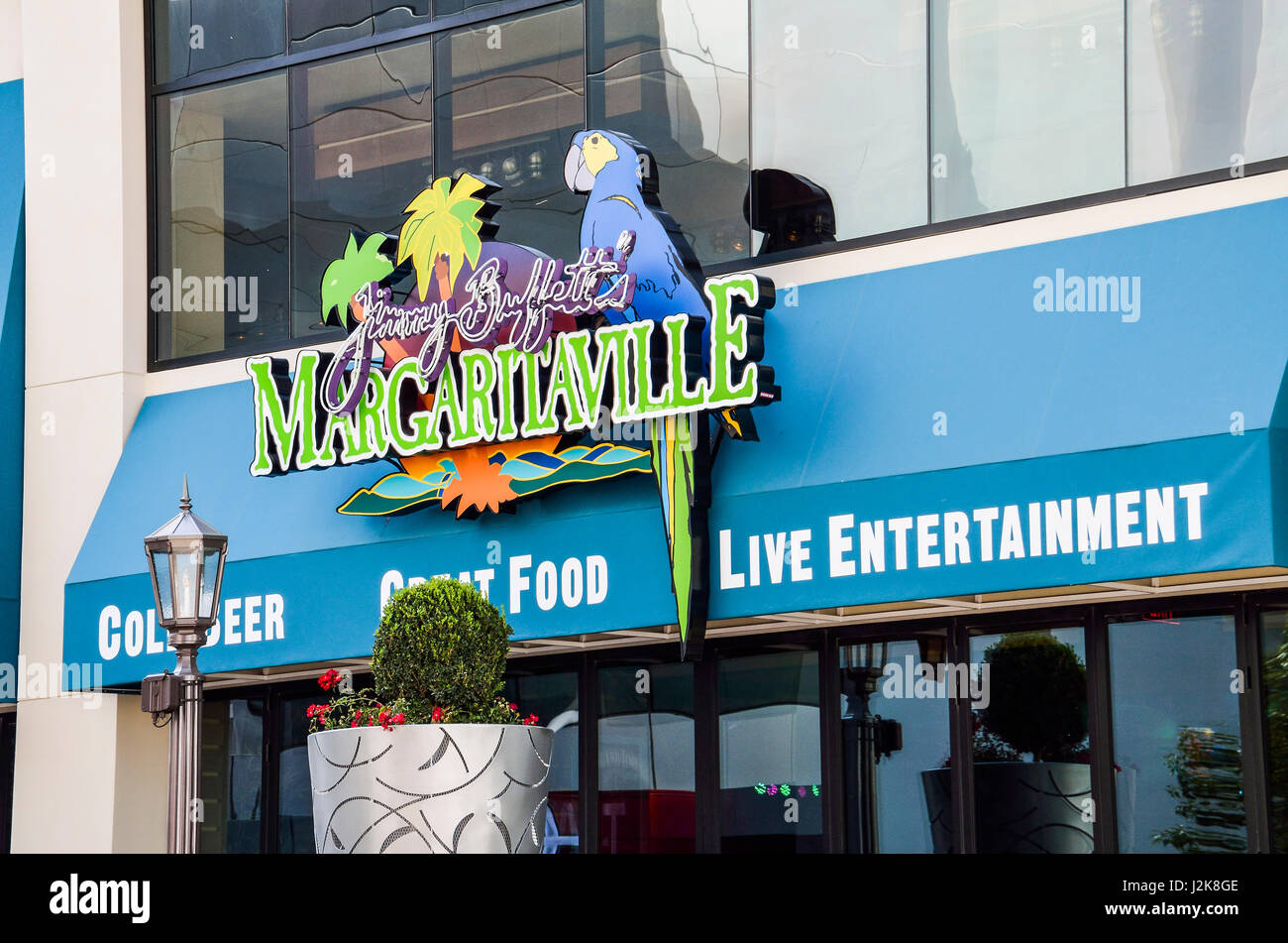 Las Vegas, USA - May 7, 2014: Closeup of Margaritaville restaurant and live entertainment on strip Stock Photo