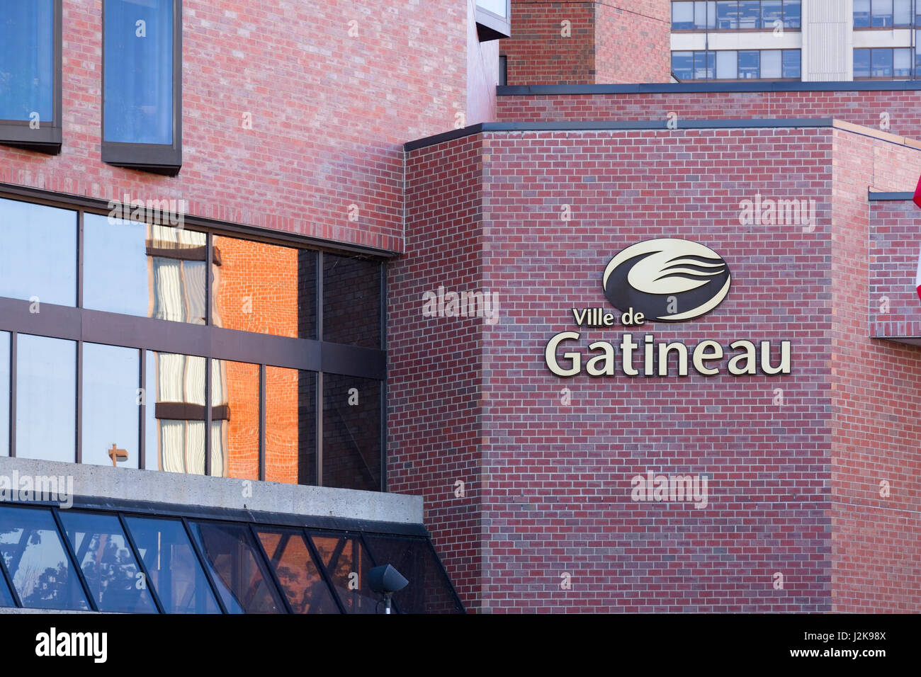 The sign for the Gatineau City Hall (Maison du Citoyen) in Hull, Gatineau, Quebec, Canada. Stock Photo