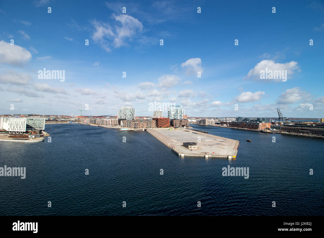 Copenhagen, the capital of Denmark. The picture is taken in the Nordhavn/Osterport area, in the north-eastern part of the city. Wide angle view. Stock Photo