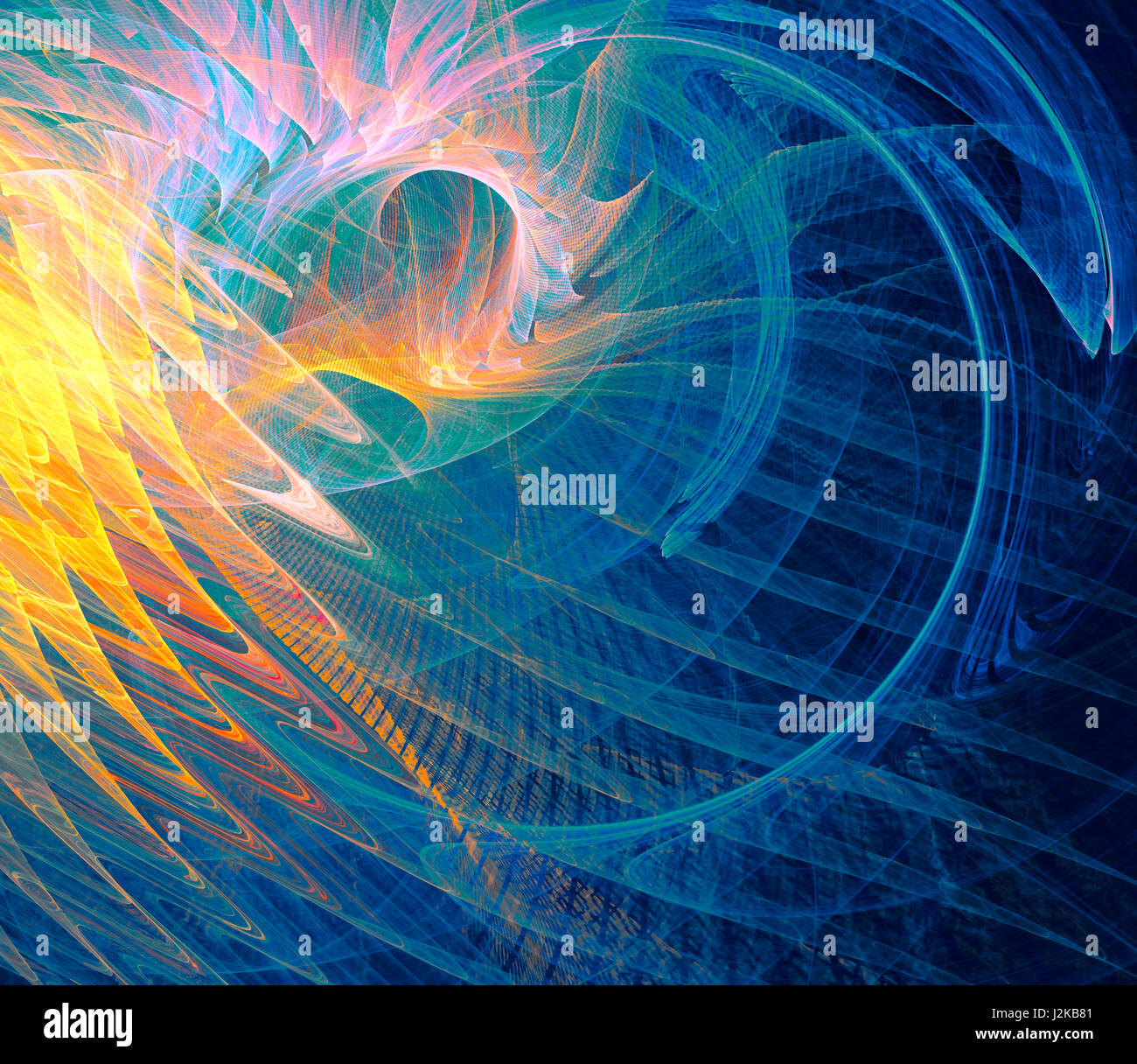 Water and fire. An abstract colorful technological fractal pattern ...