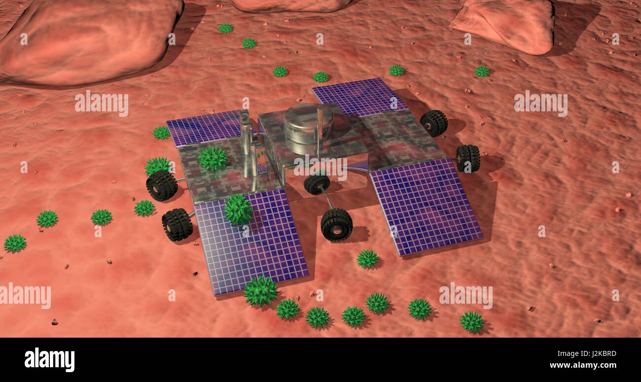 Curious Alien life forms crawling over unmanned robotic land rover ...