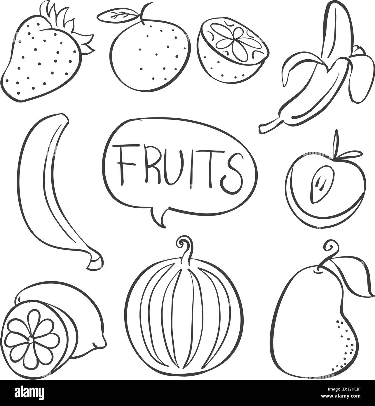 Collection fruit hand draw doodles Stock Vector Image & Art - Alamy