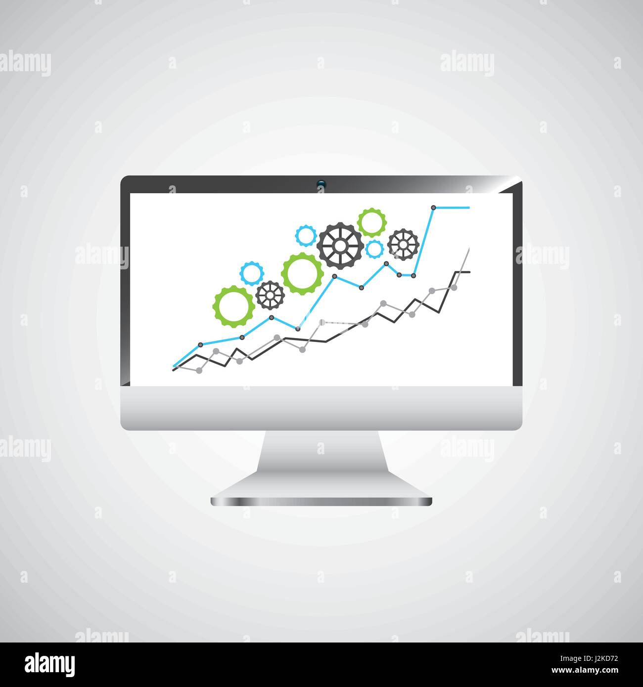 economy growth desktop computer technology icon Stock Vector Image ...
