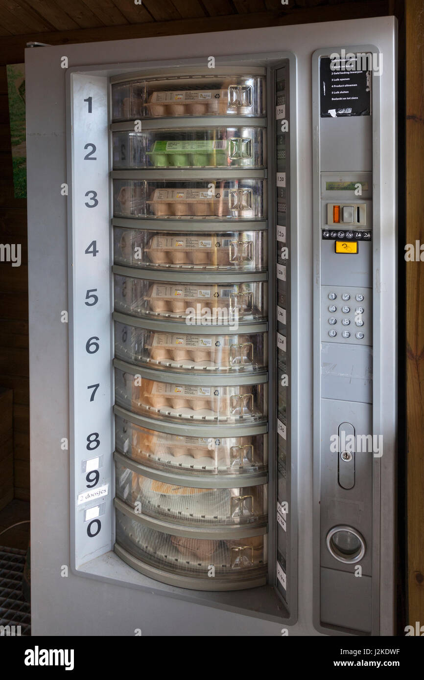 Cabin with egg vending machines in Langeraar, Holland Stock Photo