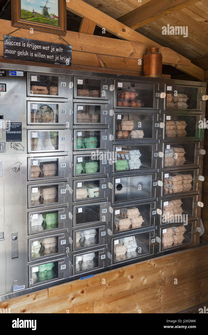 Cabin with egg vending machines in Langeraar, Holland Stock Photo