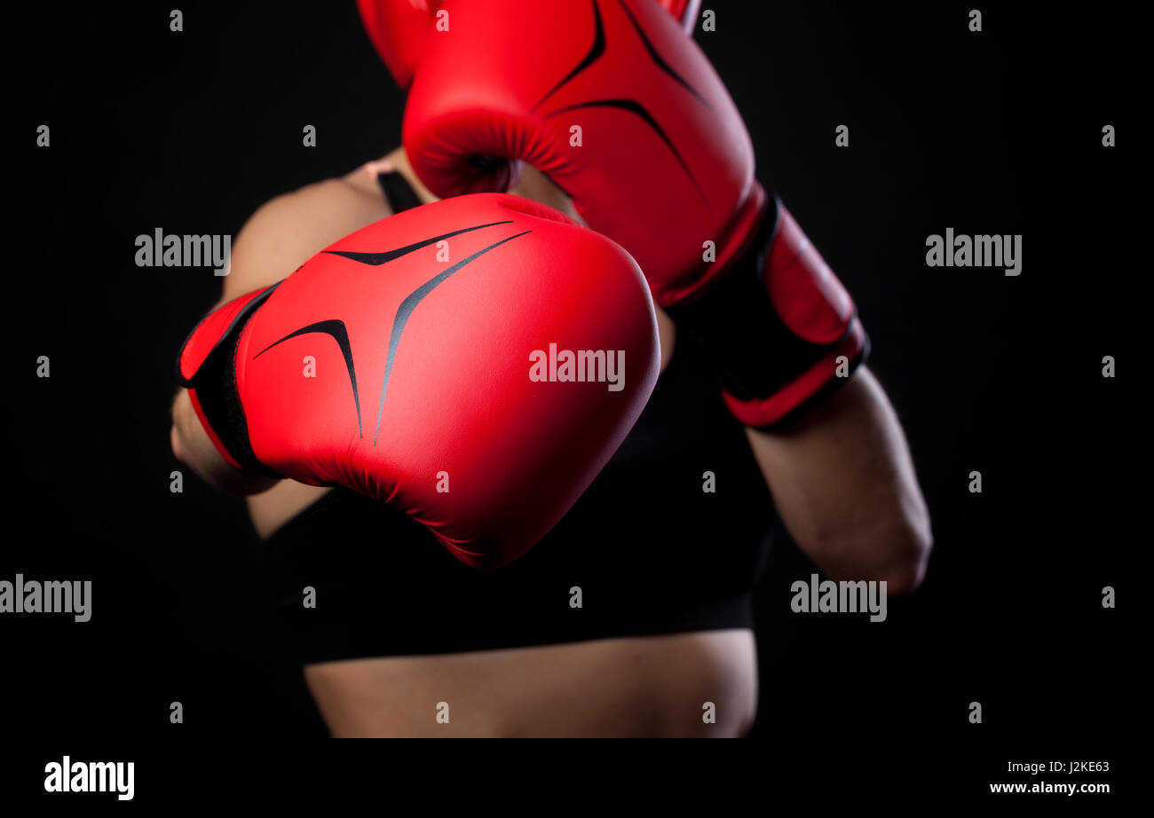 female boxer warming up before sparring Stock Photo