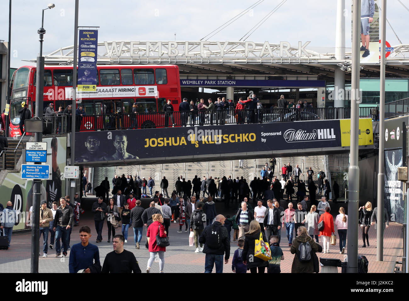 Fan's arrive early at Wembley Stadium, London. PRESS ASSOCIATION Photo. Picture date: Saturday April 29, 2017. See PA story BOXING London. Photo credit should read: Nick Potts/PA Wire Stock Photo
