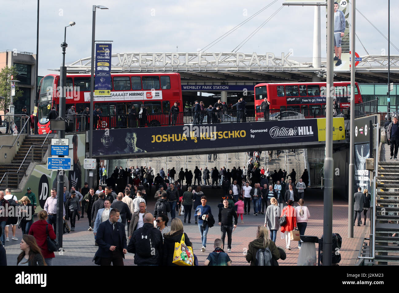 Signage promoting Joshua v Klitschko at Wembley Stadium, London. PRESS ASSOCIATION Photo. Picture date: Saturday April 29, 2017. See PA story BOXING London. Photo credit should read: Nick Potts/PA Wire Stock Photo
