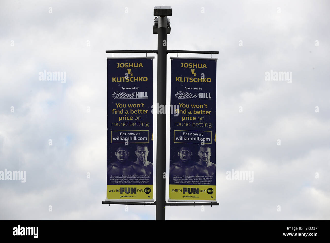 Signage promoting Joshua v Klitschko at Wembley Stadium, London. PRESS ASSOCIATION Photo. Picture date: Saturday April 29, 2017. See PA story BOXING London. Photo credit should read: Nick Potts/PA Wire Stock Photo