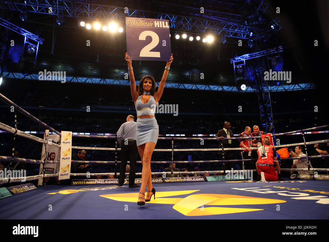 Boxing Ring Girls Holding At Wembley Stadium London PRESS ASSOCIATION 