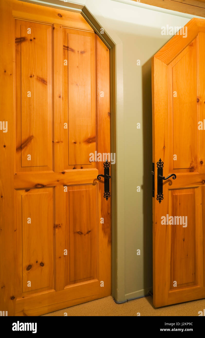 Pinewood Bedroom Doors With A 45 Degree Angle Cut On The Upstairs