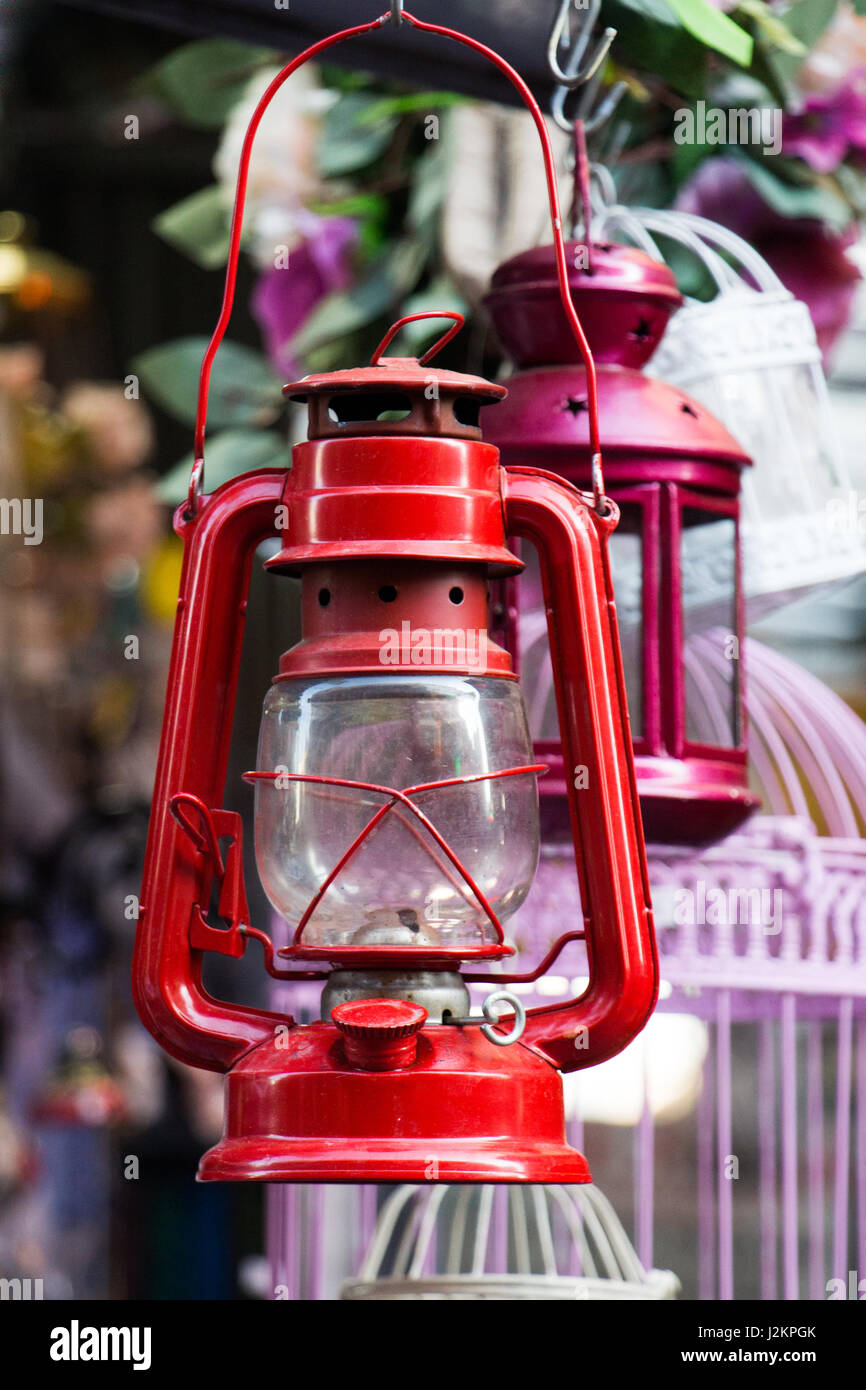 Old retro style lantern made of metal Stock Photo - Alamy
