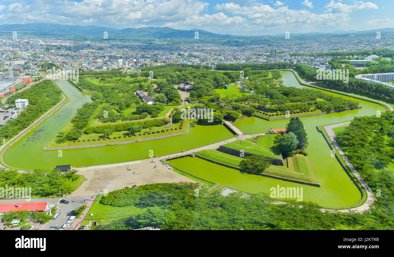 View of Goryokaku Park, where is a star fort in Hakodate, Hokkaido, Japan. Stock Photo