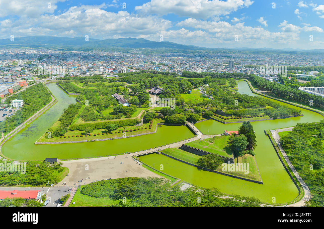 View of Goryokaku Park, where is a star fort in Hakodate, Hokkaido, Japan. Stock Photo