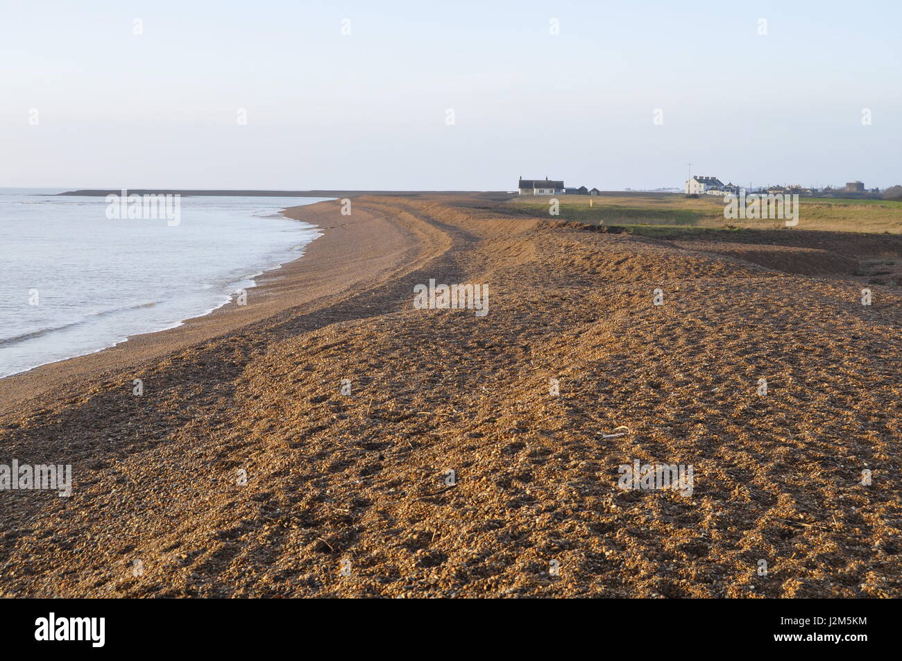 Shingle Street at the mouth of the River Ore, Suffolk, England, UK Stock Photo