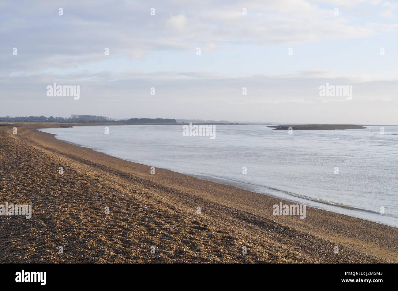 Shingle Street at the mouth of the River Ore, Suffolk, England, UK Stock Photo