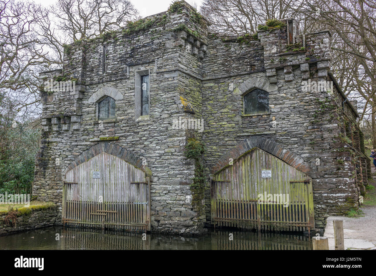 Stone boat house in the lake district UK Stock Photo