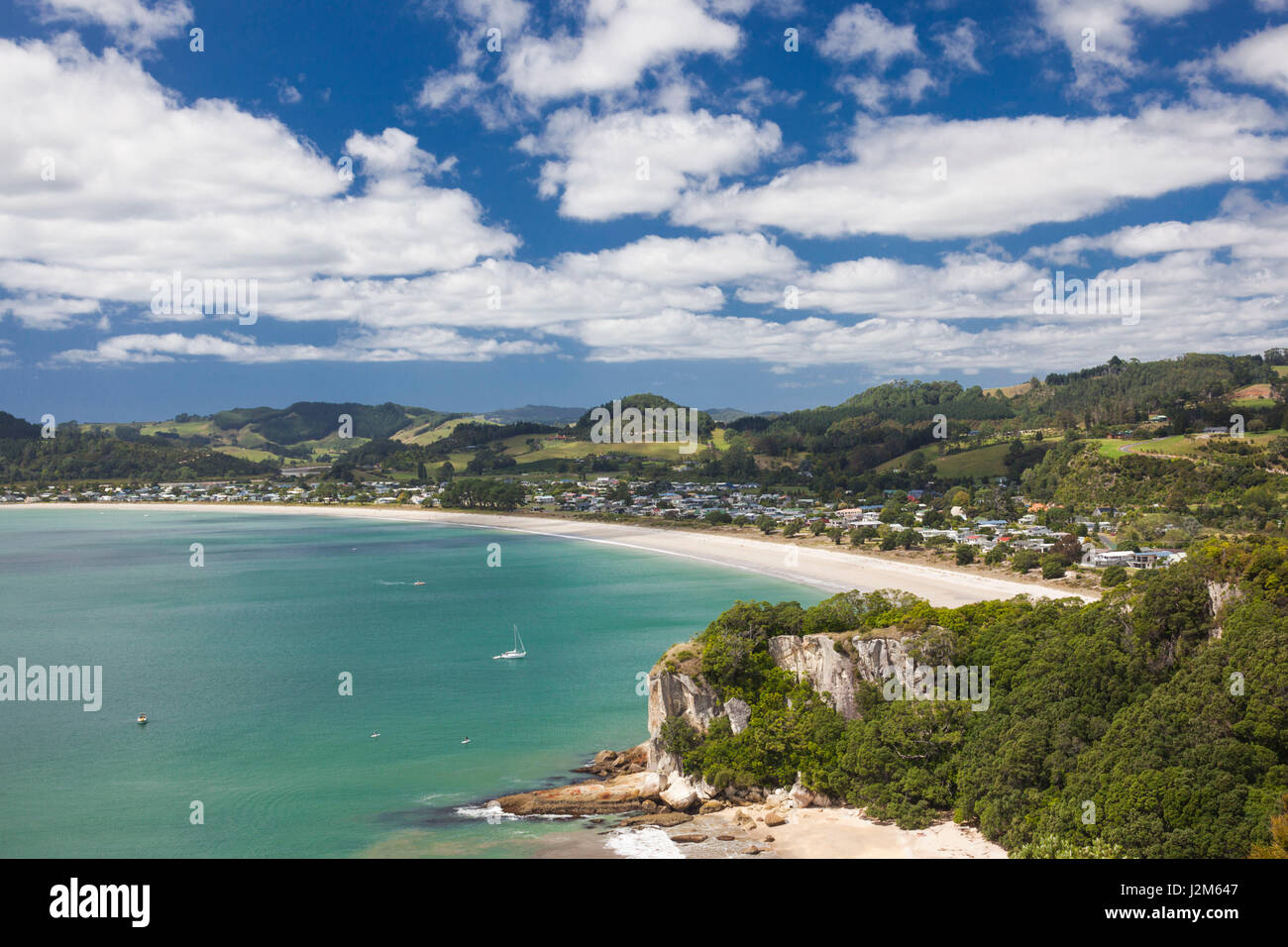 New Zealand, North Island, Coromandel Peninsula, Cooks Beach, elevated