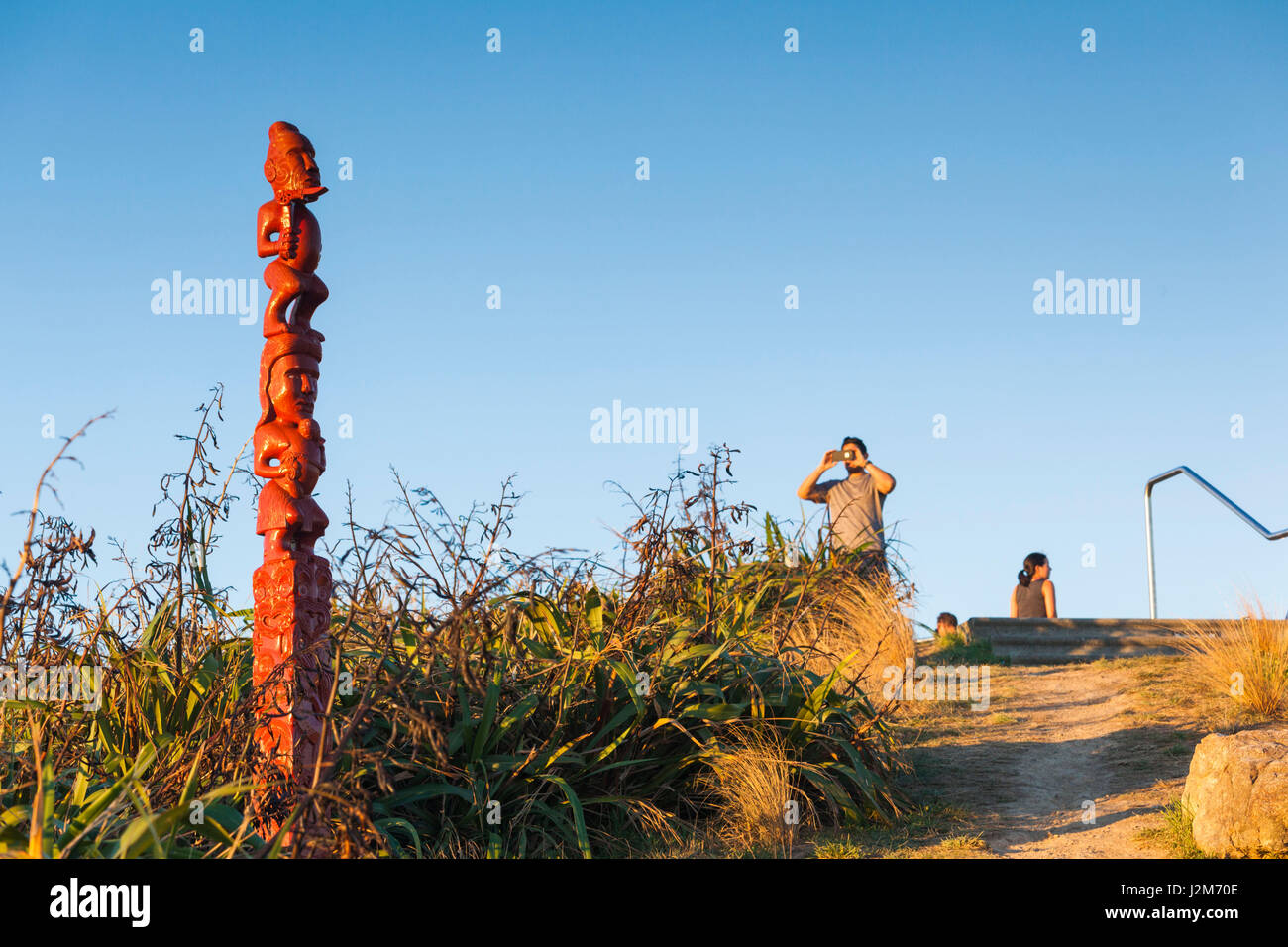 New Zealand, North Island, Wellington, Mt. Victoria visitors, sunset Stock Photo