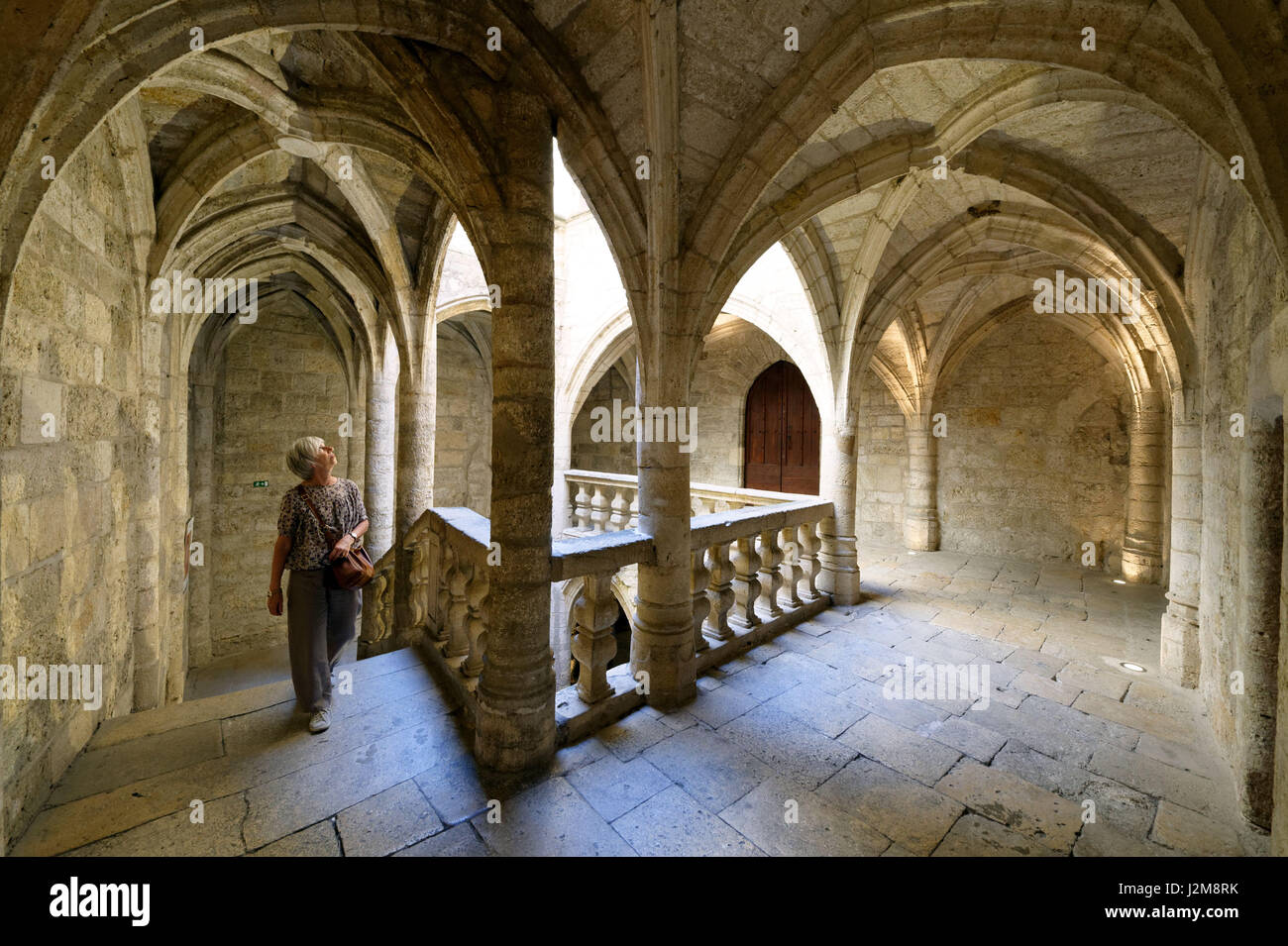 France, Herault, Pezenas, old city, stairs of Hotel de Lacoste Mansion