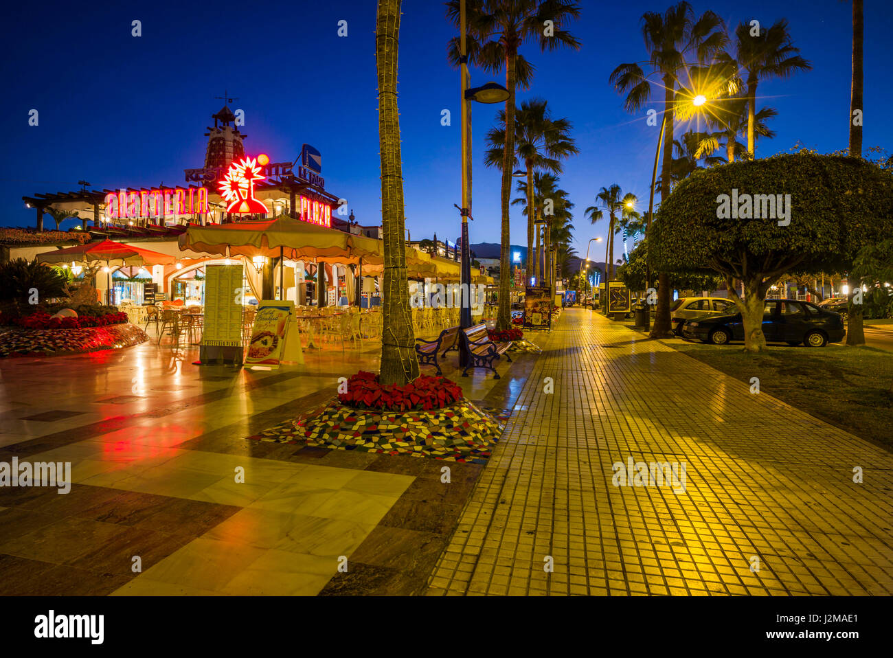 Spain, Canary Islands, Tenerife, Playa de Las Americas, Avenida las Americas,  dawn Stock Photo - Alamy