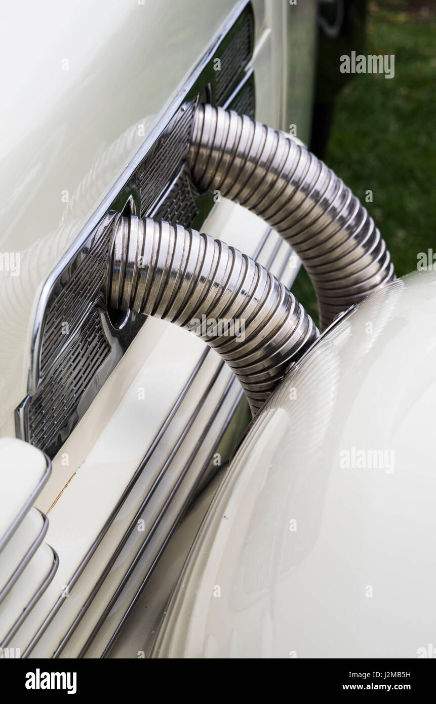 USA, Massachusetts, Beverly Farms, antique cars, 1930s Auburn Cord supercharger pipes Stock Photo