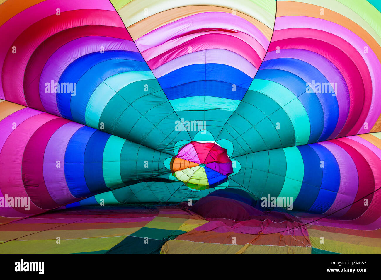 USA, Massachusetts, Hudson, Ballon Festival, hot air balloon interior Stock Photo