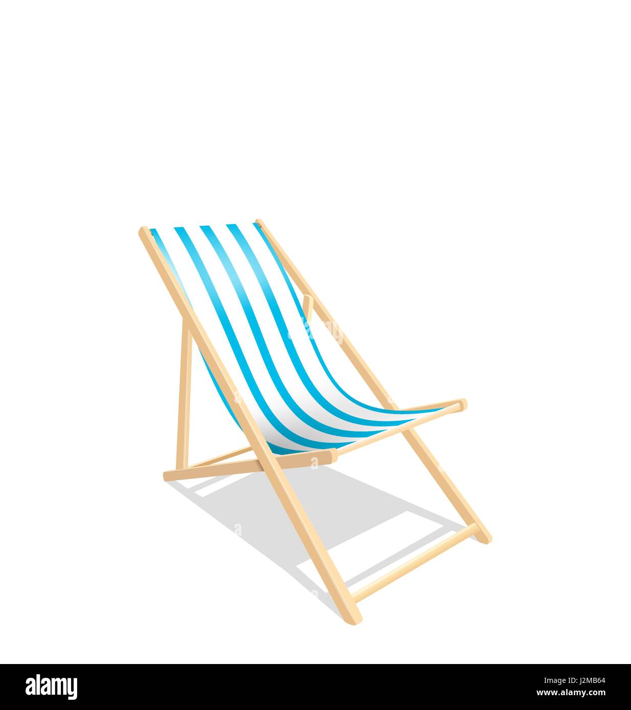 Wooden Beach Chaise Longue Isolated on White Background Stock Vector ...