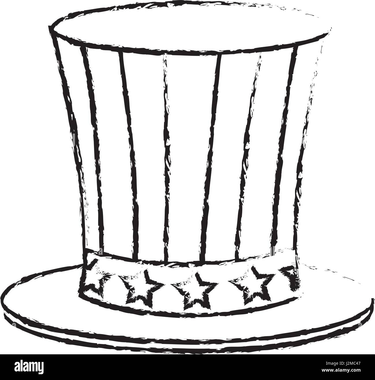 top hat flag usa celebration party image sketch Stock Vector