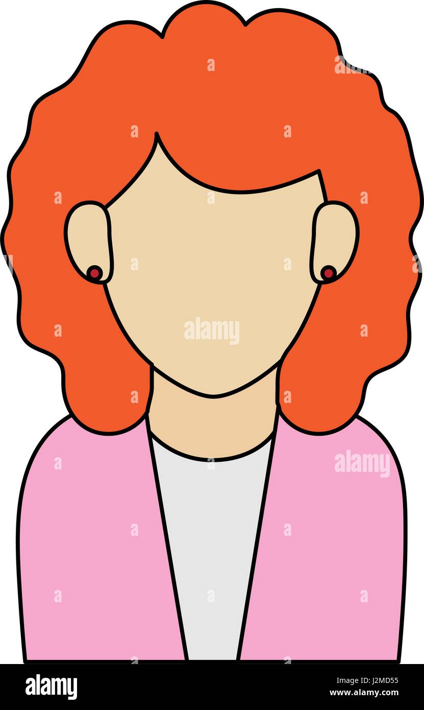 colorful graphic half body faceless woman executive with curly hair Stock Vector