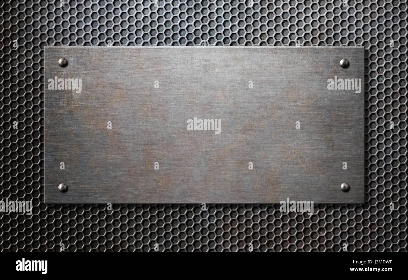 metal plaque with rivets over comb background 3d illustration Stock ...
