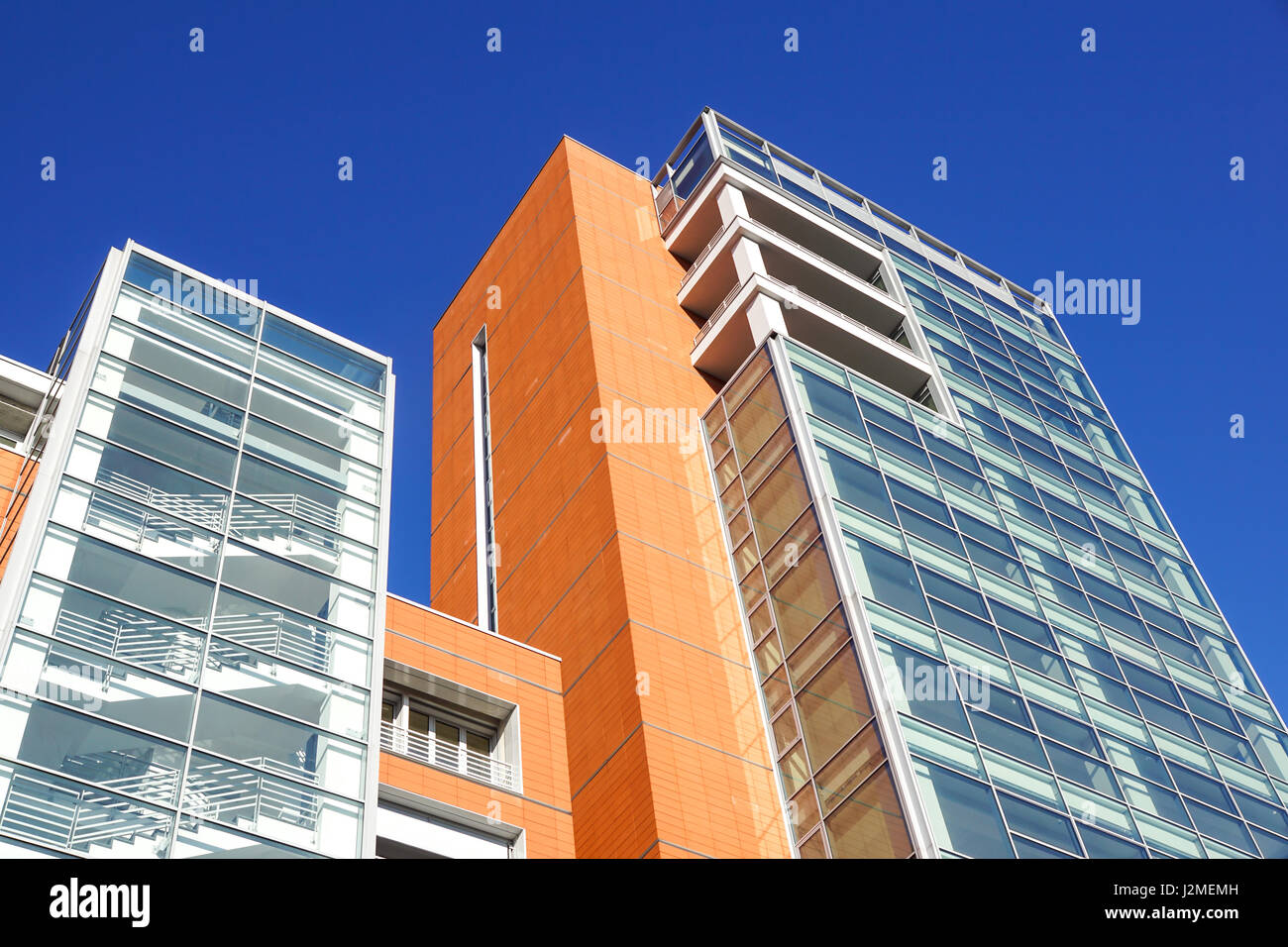 Modern tall buildings seen from below. Diminishing perspective Stock Photo