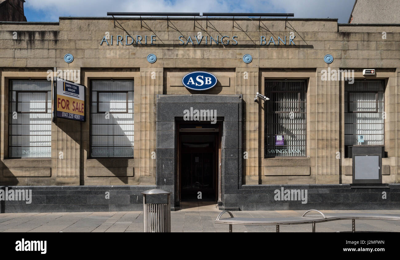 The Bellshill branch of Airdrie Savings Bank, the UK's last independent savings bank, which closed in 2017 after 182 years' trading. Stock Photo