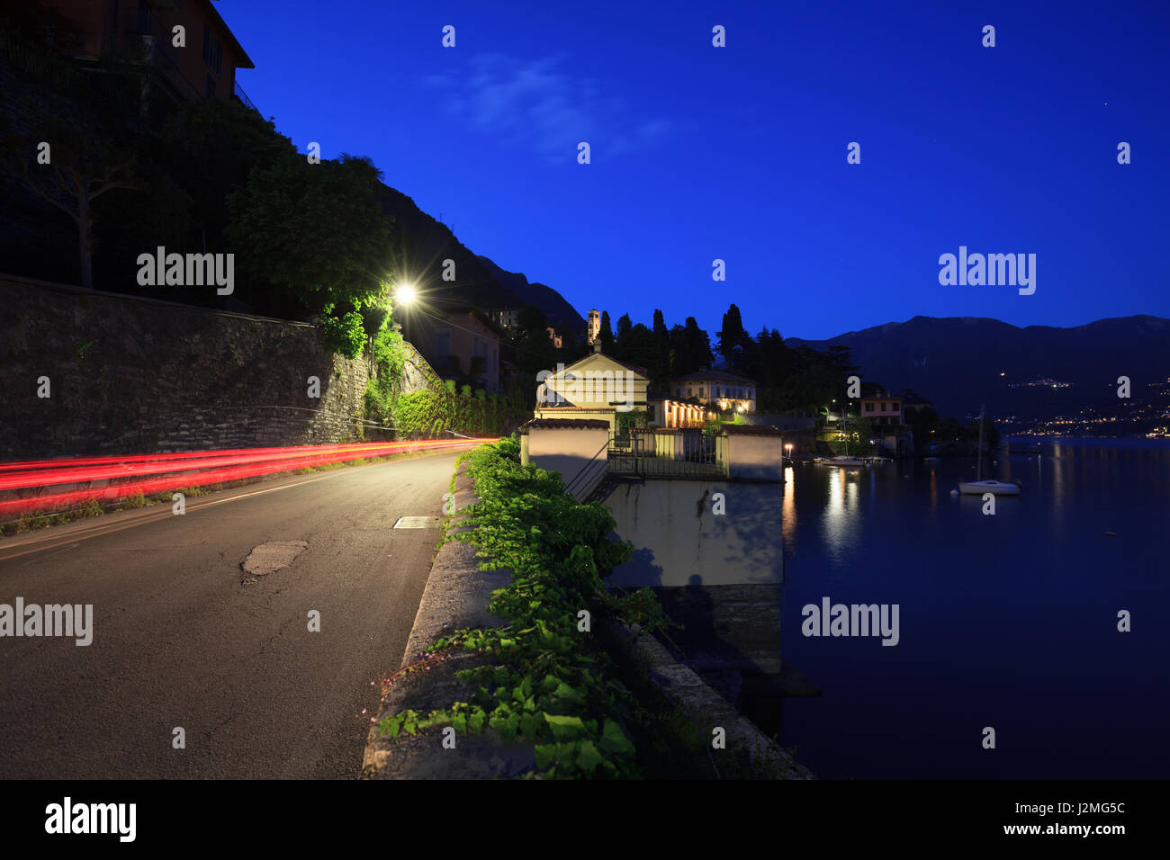 Lago di Como at night Stock Photo
