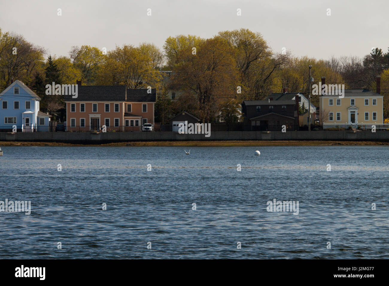 A beautiful capture of colorful waterfront houses in Portsmouth, NH