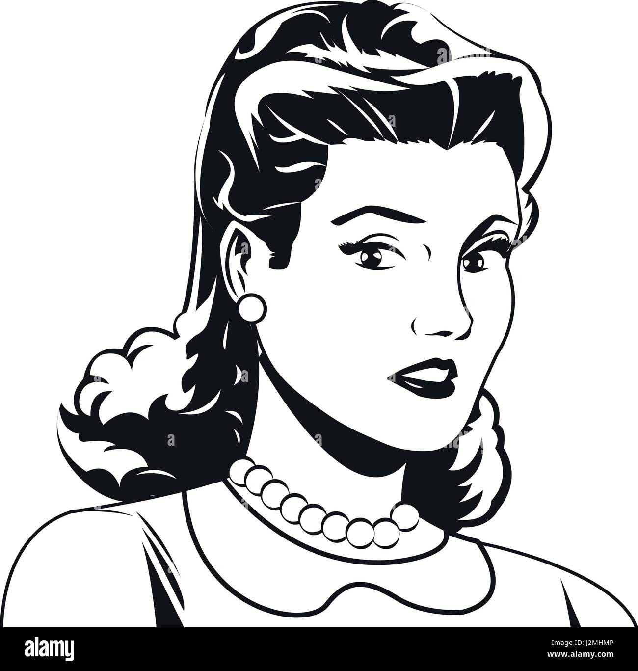portrait woman pop art angry expression black and Stock Vector Image ...