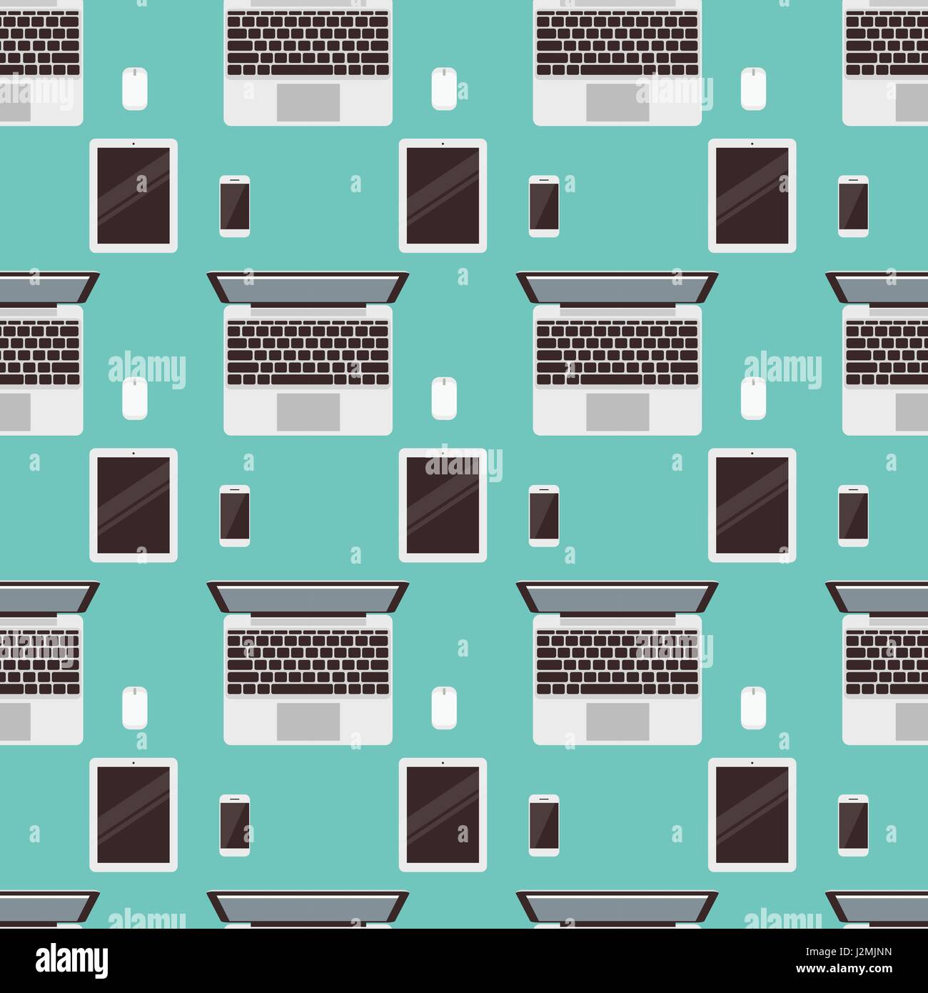 Modern Gadgets Laptop, Tablet, Cell Smart Phone Seamless Pattern Stock Vector